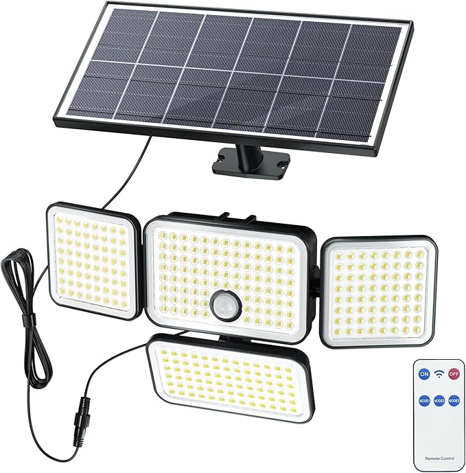 SUPERDANNY Solar Lights Outdoor, Motion Sensor Outdoor Flood Lights Dusk to Dawn with 16.4ft Cable IP65 Waterproof, Security Light for Garden Barn Porch 1 Pack