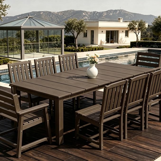 AreShark Patio Dining Chair Set of 2,All Weather HDPE Outdoor Dining Armless Chairs with Wide Seat and Backrest,Weatherproof Patio Chairs for Garden,Backyard,Deck,Coffee