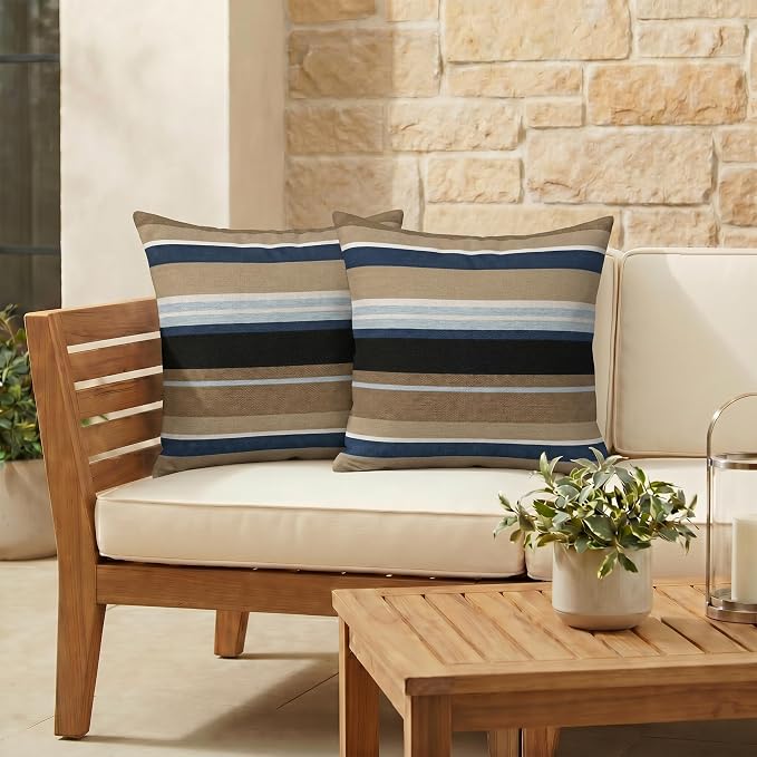 RSH DECOR Square Throw Pillows Set of 2, 17" x 17", Outdoor Pillows Waterproof, Outdoor Pillow Covers, Pillow Covers for Couch, Zone Eclipse, Made in USA