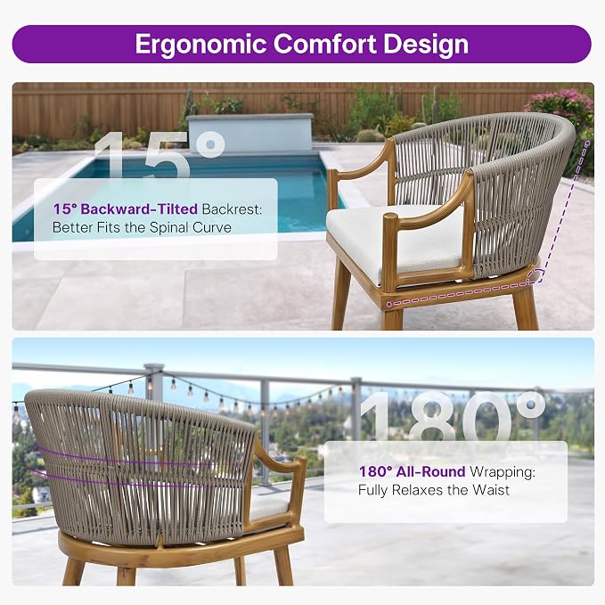 PURPLE LEAF Outdoor Dining Set for 8 with Waterproof Furniture Cover All Weather Patio Dining Set with Rectangular Aluminum Table and Wicker Dining Chairs for Garden Deck Backyard Kitchen, Teak