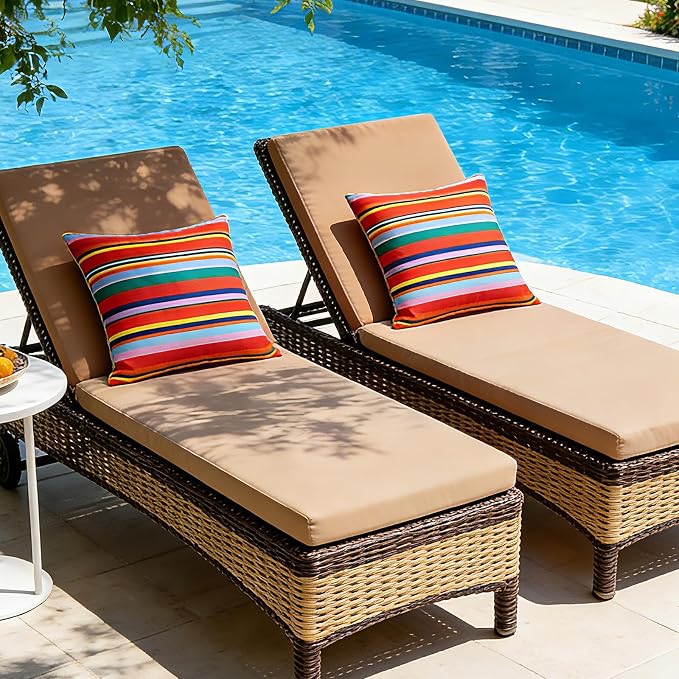Eternal Beauty 18X18'' Set of 2 Outdoor Decorative Pillow Covers Waterproof Outdoor Pillow Covers for Spring Summer Patio Throw Pillows, Red Stripe, 18X18 inches