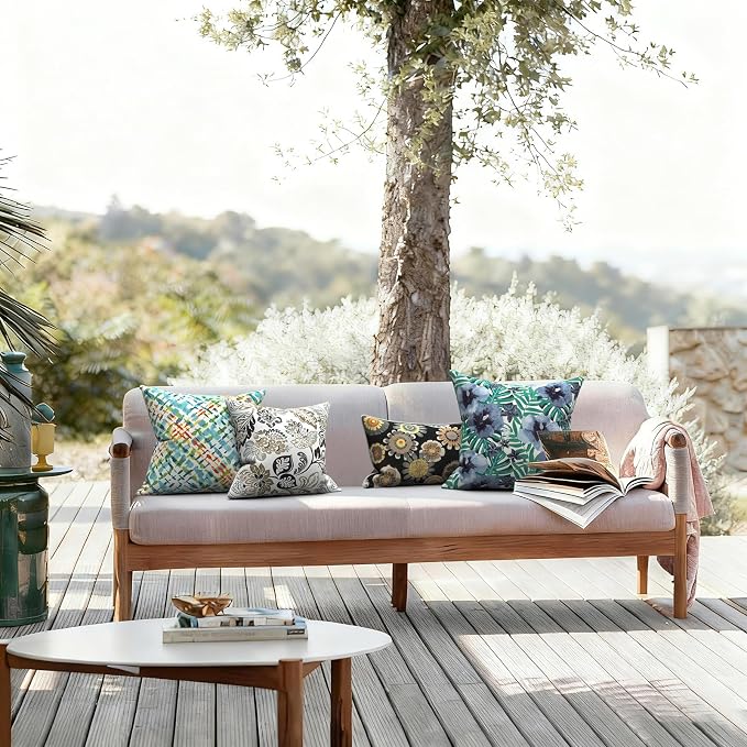 LVTXIII Outdoor/Indoor Throw Pillows, Decorative Throw Pillows with Inserts, 18"x18" Square Pillows for Bed, Couch, Sofa and Patio Furniture, Set of 2, Acapa Opal Geometric