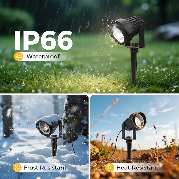 L LOHAS LED 5W Dusk to Dawn Outdoor Spotlight 6000K Landscape Light 4 Pack | Outdoor Spotlights with Dusk to Dawn Sensor, Waterproof Landscape Lights for Yard, Garden, House and Tree Decoration