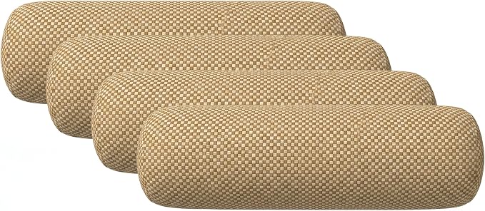 RSH DECOR: Neck Roll Pillows Set of 4 | 24” x 8” | Outdoor Bolster for Patio, Deck, Porch, or Poolside Chairs | Fade & Water-Resistant | Made in USA (Trixie Wicker)