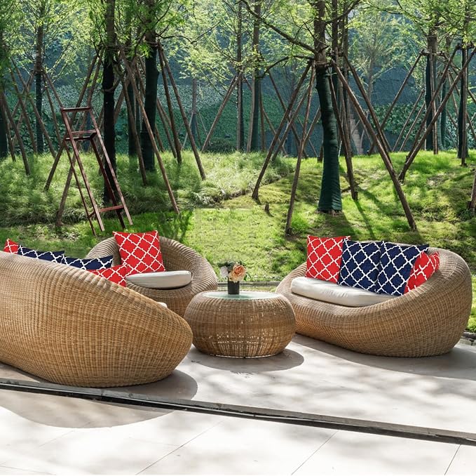 JMGBird Outdoor Patio Pillows Blue Outdoor Pillows Waterproof Throw Pillow | 18x18 Water-Repellent Throw Pillows with Insert Decorative Pillows for Home Furniture Patio