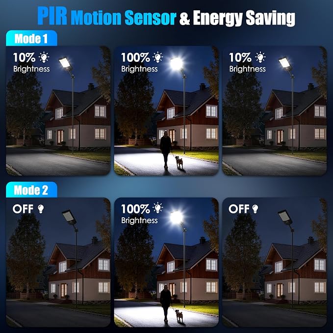 4-Pack Solar Street Lights, 24000LM 6500K Outdoor Waterproof LED Solar Flood Lights with Motion Sensor, Dusk to Dawn Solar-Powered Lighting for Outside, Security Lights for Driveway Parking Lot Yard