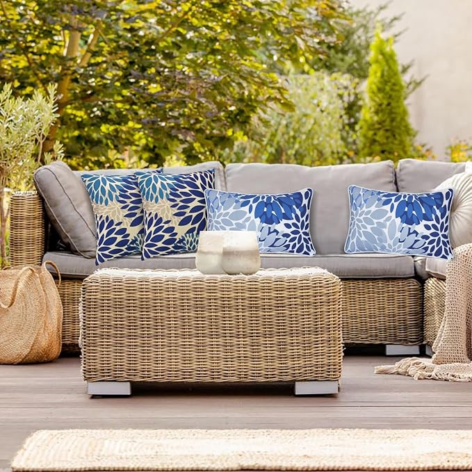JMGBird Blue Throw Pillows with Inserts Included 18x18 Outdoor Pillows Waterproof