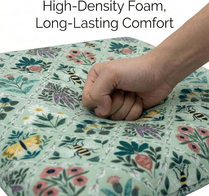 Outdoor Dining Chair Cushions 20x20x2.5 Inch 2 Pack, Water repallent Square Patio Seat Cushions, UV Resistant Fade Proof Outdoor Chair Pads for Garden Deck Porch Dining Furniture,Green Floral