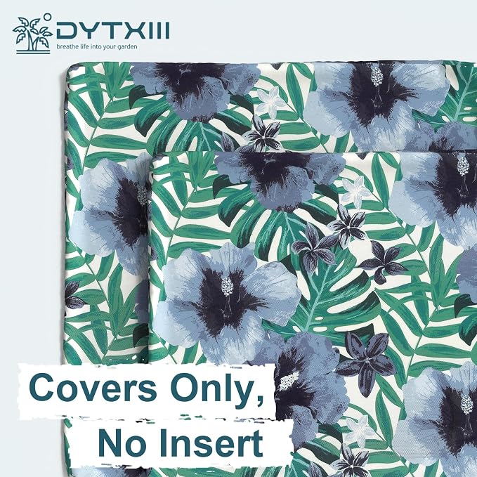 DYTXIII Pack of 2 Outdoor Waterproof Pillow Covers ONLY, 18"x18" Square Decorative Double Printed Throw Pillow Cases for Patio Couch Porch Furniture, Blue Salmone Tropical