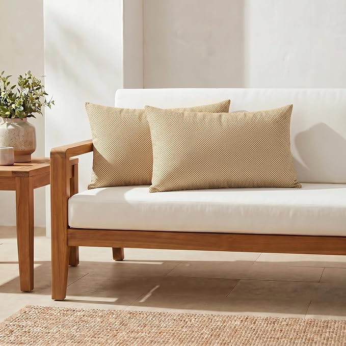 RSH DECOR: Jumbo Lumbar Pillows Set of 2 | 26" x 16" | Water and Fade-Resistant Performance Fabric | Outdoor Pillow Covers with Down-Alternative Inserts | Made in USA (Trixie Wicker)