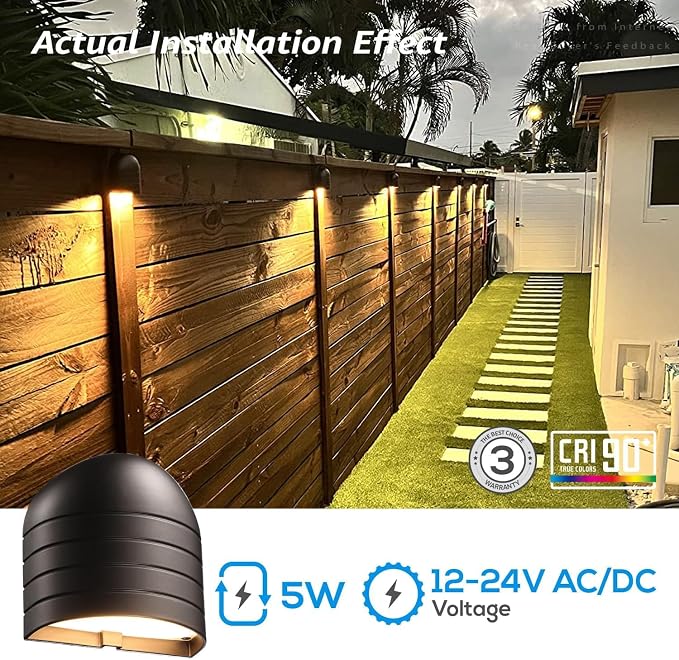 LEONLITE 6-Pack 5CCT Low Voltage LED Deck Lights, 250LM Ultra Bright | 1800K/2700K/3000K/4000K/5000K, CRI90, 12-24V AC/DC, Anti Glare Step Railing Light, Fence Down Light, IP65, Oil Rubbed Bronze