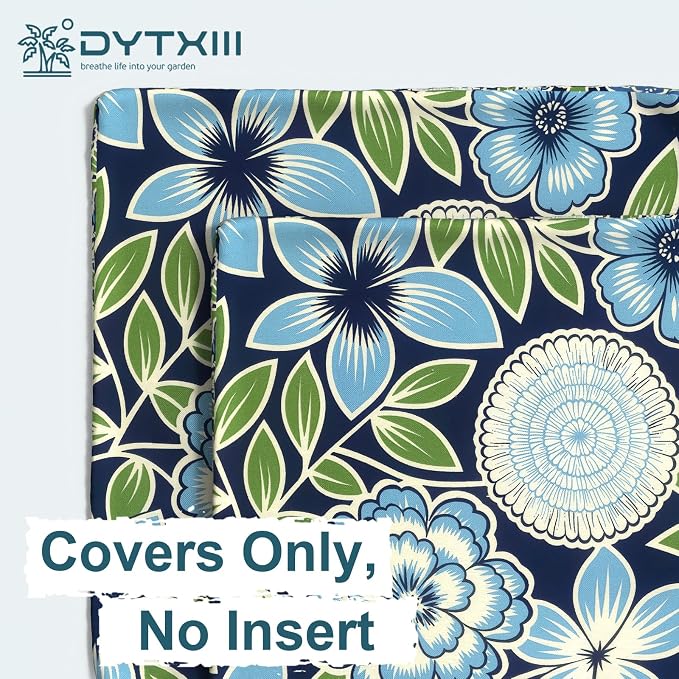 DYTXIII Pack of 2 Outdoor Waterproof Pillow Covers ONLY, 18"x18" Square Decorative Double Printed Throw Pillow Cases for Patio Couch Porch Furniture, Azure Symphony‌