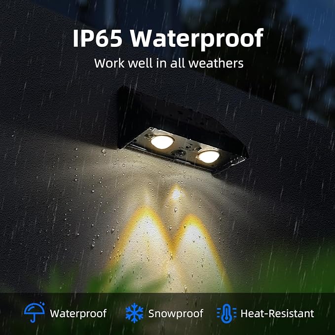 Solar Wall Lights Outdoor for Mailbox, Address, Sign, House Number, Step | Downlight 3000K Warm White Lighting Dusk to Dawn Waterproof Small Convex Lens Solar Powered 1 Pack