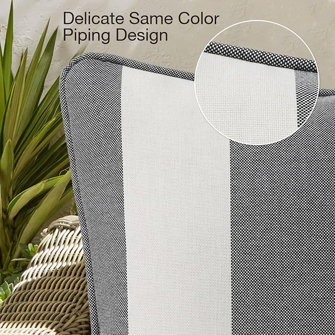 Unimatta Decorative Outdoor Water Repellent Throw Pillows with Inserts, Set of 4, 20" x12" Pillows for Patio, Backyard, Bed, Couch, and Patio Furniture, Gray Stripe
