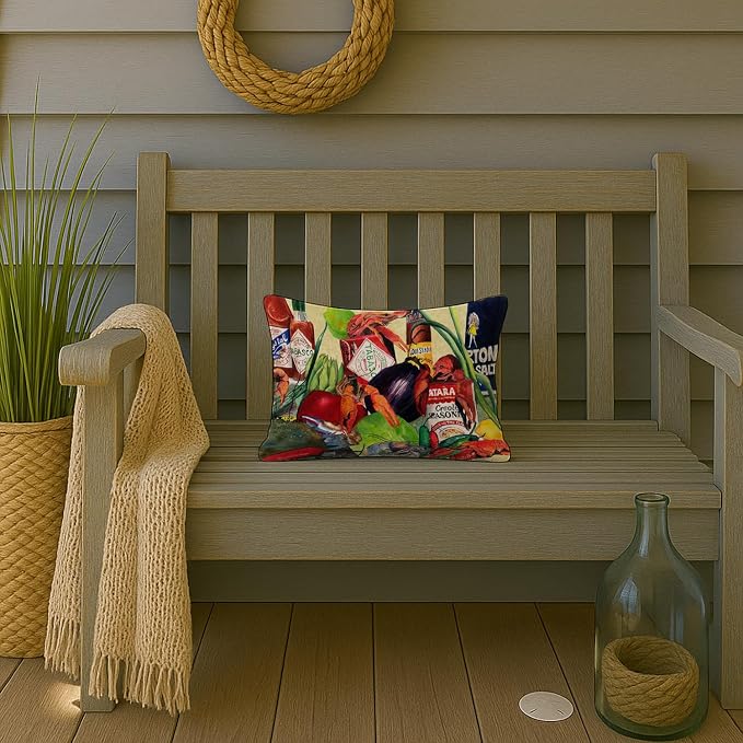 Caroline's Treasures 1020PW1216 Spices and Crawfish Canvas Fabric Decorative Pillow Machine Washable, Indoor Outdoor Decorative Pillow for Couch, Bed or Patio, 12HX16W