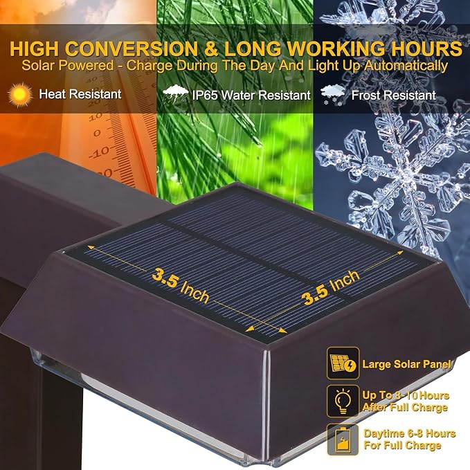 Bobcat Solar Pathway Lights Super Bright 300 lumens with 2-in-1 Warm White and Daylight Modes, Black LED Solar Lights Outdoor Waterproof for Path, Sidewalk, Driveway or Walk Way Light (6 Pack)