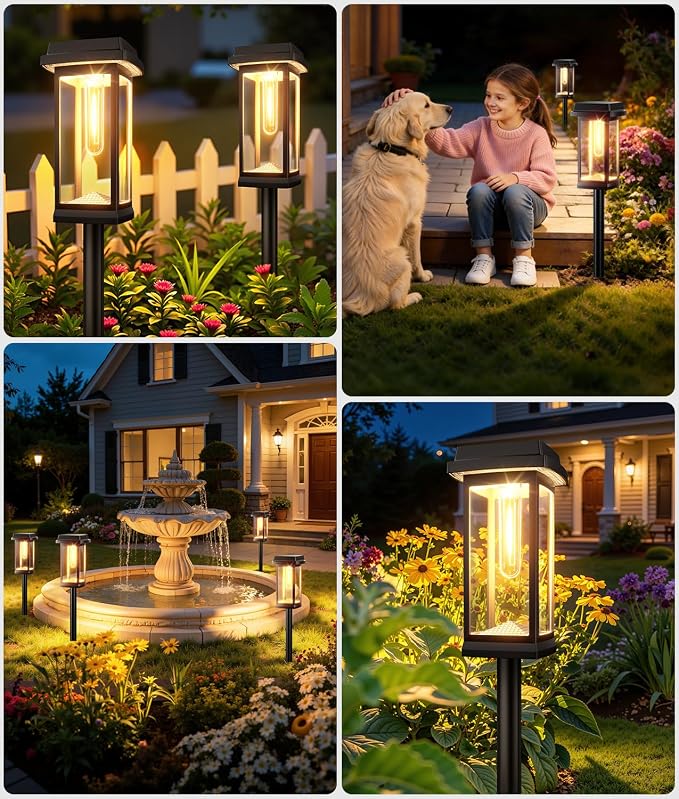 Solar Pathway Lights Outdoor, 12 Pack Upgraded Solar Garden Lights Solar Powered, Solar Lights Outdoor Waterproof IP65, 15 Hours Outdoor Solar Lights for Yard Patio Landscape Walkway Driveway Decor