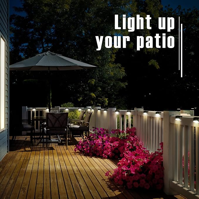 GIGALUMI Led Solar Deck Lights, 16 Pack，Waterproof, Warm White | LED Solar Deck Lights for Outdoor Stairs, Step, Fence, Railing, Yard and Patio