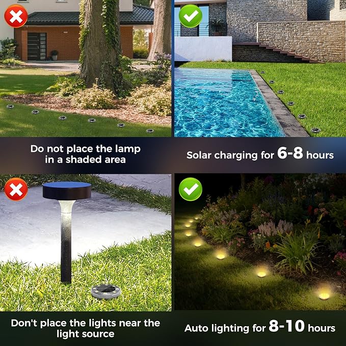 Mini Solar Ground Lights, 12 Pack Flat Solar Disc Lights Outdoor Waterproof, 2.3 Inch Small Solar Garden Lights Landscape Lighting for Outside Pathway Garden Yard Lawn Walkway,Warm White