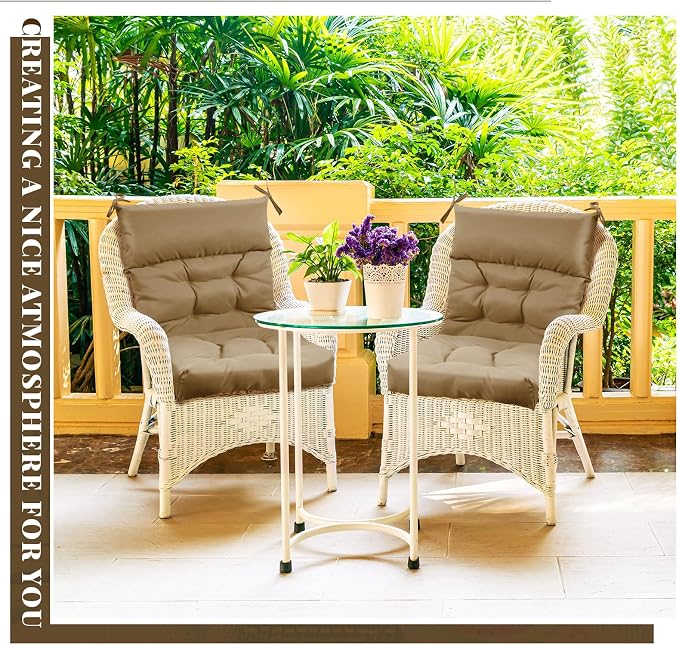 Sintuff 2 Pcs 44 x 21 x 4 Outdoor Chair Cushion Patio Chair Cushions Seat/Back Tufted Pillow with Ties Water Resistant Replacement Indoor Patio Furniture Outdoor Furniture (Solid Color,Brown)