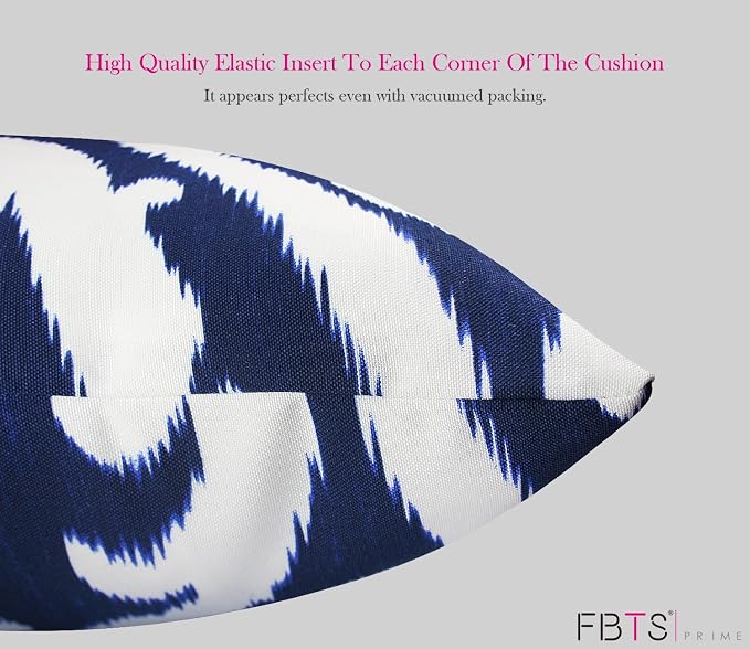 Pack of 2 Outdoor Waterproof Decorative Throw Pillows with Inserts for Patio Furniture, 18x18 Inch Fade Resistant Patio Garden Cushions for Couch Bed Sofa, Paisley Navy