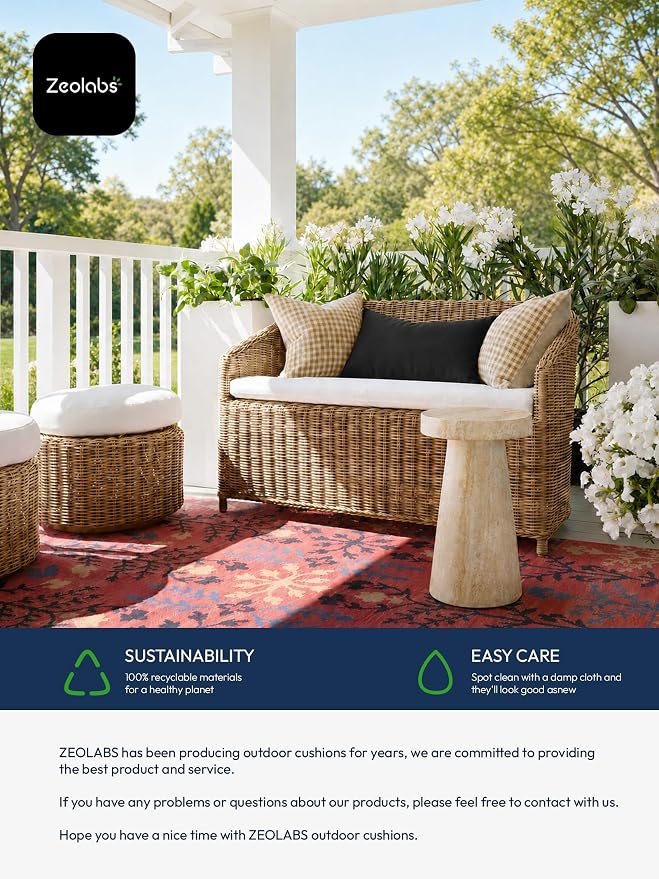 Indoor Outdoor Lumbar Pillows,Waterproof Outdoor Pillows Set of 4 for Patio Furniture,12×20 Inch, Black