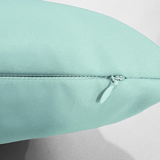 VAKADO Outdoor Waterproof Throw Pillow Covers 16x16 Set of 2 Aqua Decorative Patio Furniture Cushion Cases Outside Decor for Couch Garden Bench Porch