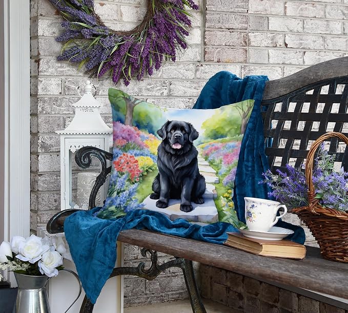Caroline's Treasures Newfoundland Spring Path Throw Pillow Machine Washable, Indoor Outdoor Decorative Pillow for Couch, Bed or Patio, 18Hx18W