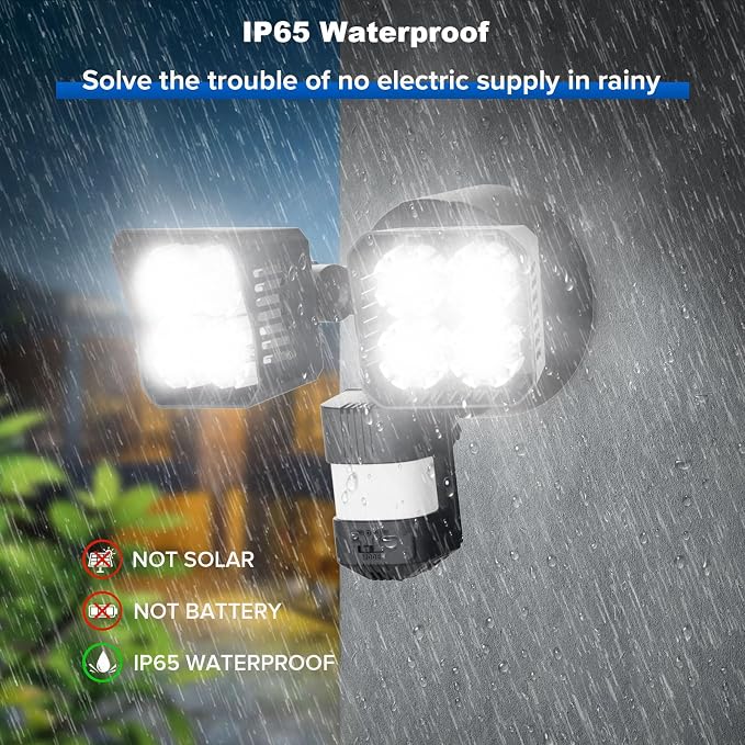 SANSI 36W 3600LM LED Motion Sensor Outdoor Light, IP65 5000K (Black) | 4 Modes Motion Lights for Outside, 350W Equiv LED Flood Lights Outdoor Security Lights for Backyard, Garage, Yard, Porch