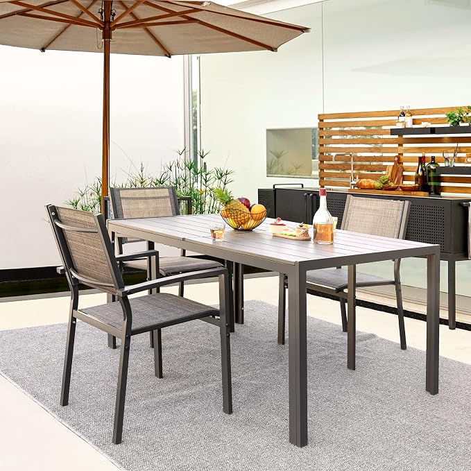 Devoko Patio Dining Table for 6 Outdoor Patio Table 59" x 35" Weather-Resistant Rectangular Table for Deck, Garden, Backyard
