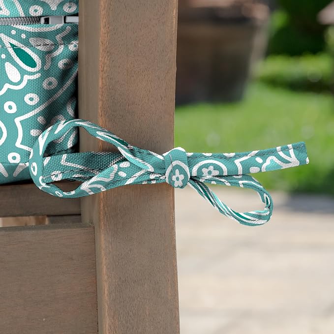 Arden Outdoor Deep Seat Cushion Set, 24x24, Turquoise Medallion | Outdoor Sofa, Couch, Conversation Set, Weather-Proof, Rain-Proof, Fade Resistant for Chair, Mold and Mildew Resistant