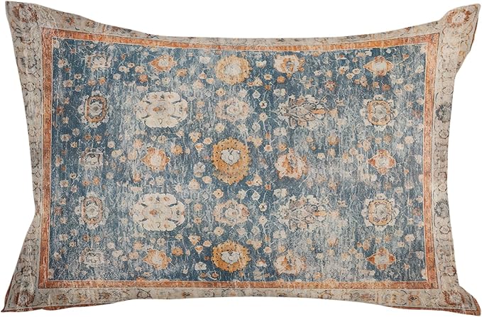 Outdoor Waterproof Pillow Covers Set of 2, Meddle Century Vintage Flowers Mural Pattern Patio Throw Pillow Covers, Decorative Cushion Case for Couch Sofa Furniture Garden, 20x12 Inch
