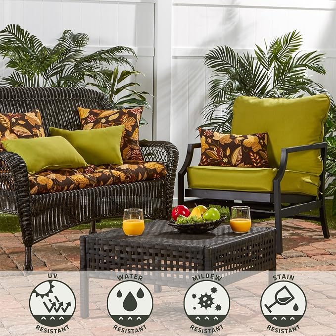 Greendale Home Fashions Outdoor 19x12 inch Rectangle Decorative Throw Pillow, 2-Pack, Russet Floral 2 Count