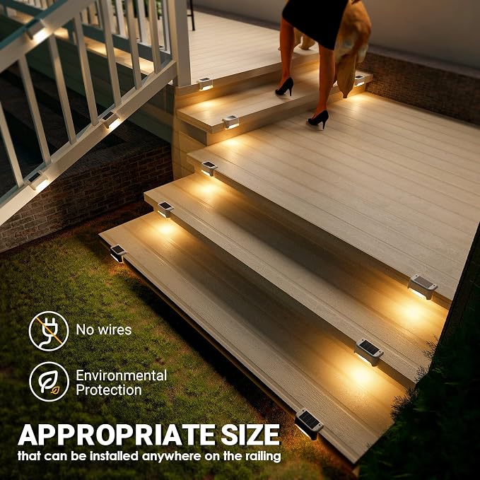 SOLPEX Solar Fence Lights Outdoor 16 Pack, Waterproof Led, Warm White | Led Solares Light for for Outdoor Step Stairs, Deck, Fence, Yard, Patio, and Balcony