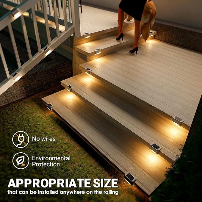 SOLPEX Solar Fence Lights Outdoor 20 Pack, Waterproof, Warm White | Solar Step Lights for Outdoor Stairs, Deck, Fence, Yard, Patio, and Balcony
