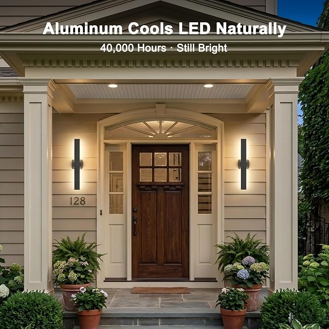 LamQee Aluminum 24 in Long Outdoor Wall Light Fixture, 3000K Integrated LED | Waterproof IP65, Modern Exterior Lights, Linear Outdoor Sconce, Wall Mount Outside Lighting, for House Porch Patio Garage