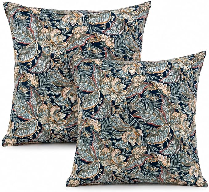 Outdoor/Indoor Decorative Throw Pillows 18×18 Inch | Pack of 2 Waterproof Decorative Throw Pillows with Inserts, Square Pillows for Bed, Couch, Sofa and Patio Furniture