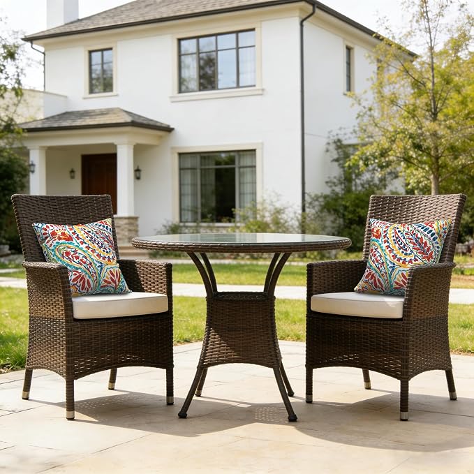 LVTXIII Outdoor/Indoor Throw Pillows, Decorative Throw Pillows with Inserts, 18”x18” Square Pillows for Bed, Couch, Sofa and Patio Furniture (Set of 2, Paisley Multi)