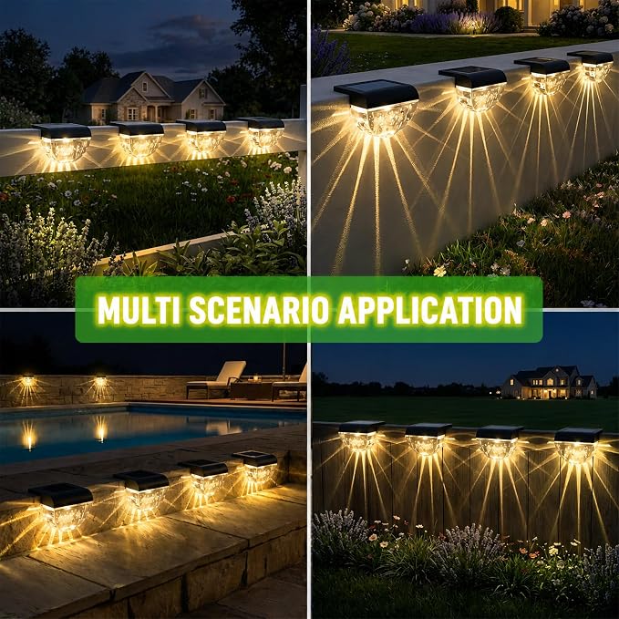 Melunar 16 Pack Solar Deck Lights Outdoor, Solar Step Lights Waterproof for Outside, Yard, Patio, Garden, Pool, Railing, Stairs, Fence (Warm White)