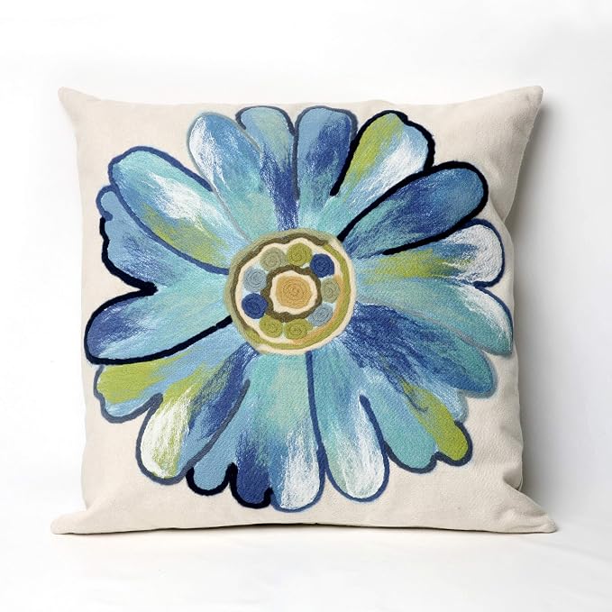 Liora Manne Visions III Daisy Indoor/Outdoor Pillow, 12"X20", Blue