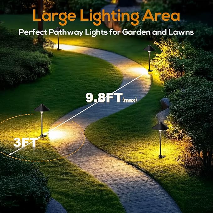 Low Voltage Pathway Lights with Timer, Plug in Landscape Path Light | 4H/6H/8H Timing, 4000K LED Landscape Lighting IP65 Waterproof ETL Listed, Set of 4 Lights Total 12W, Non-Hardwired