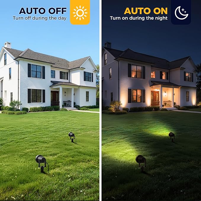 L LOHAS LED 5W Dusk to Dawn Outdoor Spotlight 3000K Landscape Light 6 Pack | Outdoor Landscape Spotlights with Automatic Sensor, Waterproof Yard Lights for Garden, Pathway, House and Plant Lighting
