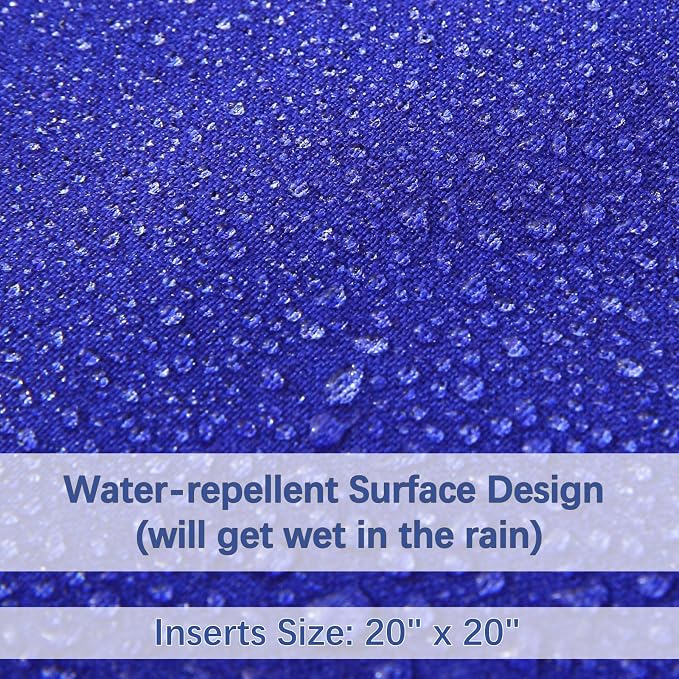 Outdoor Throw Pillows with Inserts, Waterproof Pillows for Outdoor Seating, Square Decorative Garden Cushion for Patio Furniture, Bed, Couch, Sofa(Klein Blue, 18" x 18" (Pack of 2))