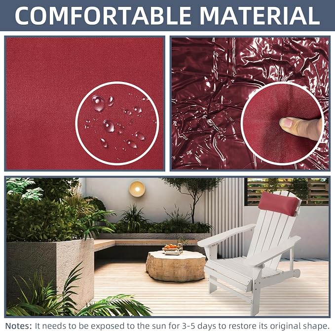 Headrest Pillow for Patio Chaise Lounge Chair, Outdoor Chaise Pillows with Adjustable Elastic Stripe Head Resting Pillows for Recliner Office Chair, Dark Red 2 Pack