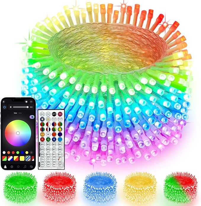 200 LED Smart Color Changing Fall String Lights APP & Remote for Halloween | 66 FT Halloween Twinkle Lights IP44 Waterproof, Timer, Music Sync, Multiple Colors & Modes, Outdoor Christmas Fall Decoration