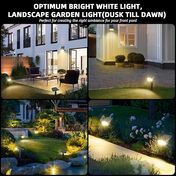 LEREKAM Solar Spot Lights Outdoor Landscape Lights, IP65 Outdoor Waterproof Spotlights, 40 LED's Outdoor Solar Lights for Yard Palm Trees Driveway Patio Pool 10 Pack