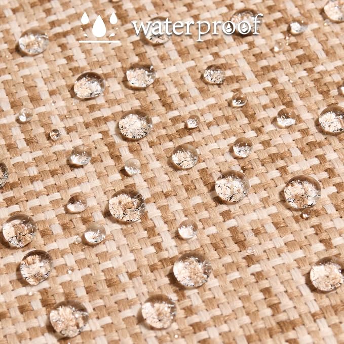 UGASA Outdoor Waterproof Throw Pillow Covers Pack of 2 Patio Water Resistant Pillow Cases Summer Woven Texture Decorative for Outside Garden Porch Yard Bench Tent 18x18 Inch, Beige