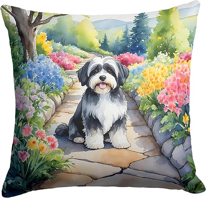 Caroline's Treasures Havanese Spring Path Throw Pillow Machine Washable, Indoor Outdoor Decorative Pillow for Couch, Bed or Patio, 18Hx18W