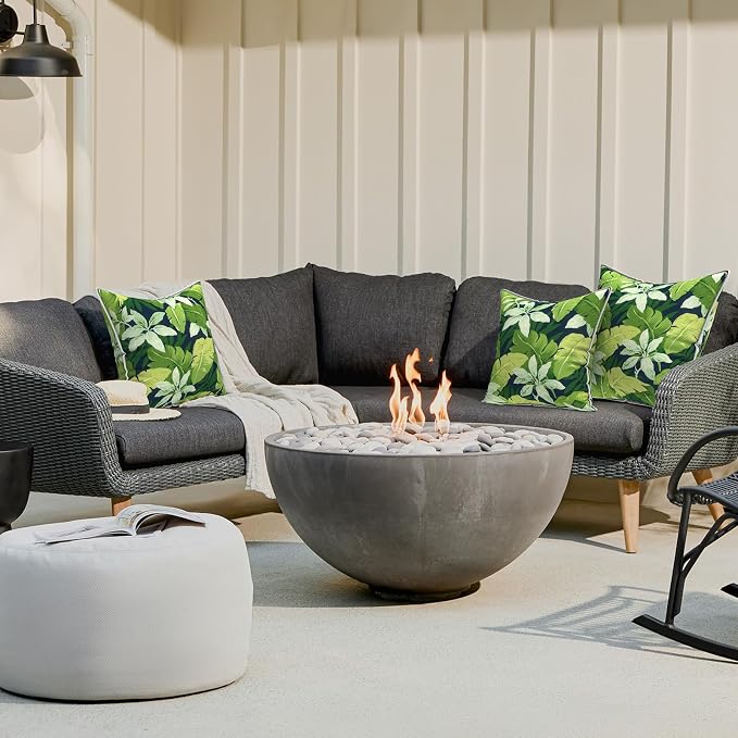 LVTXIII Outdoor Throw Pillows Set of 2, Patio Waterproof Pillows Fade Resistant Accent Pillows for Home and Garden Furniture Decoration, 16"x16", Jungle Leaves