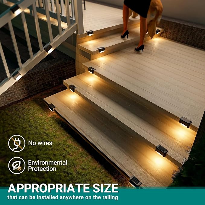 SOLPEX Solar Deck Lights Outdoor Waterproof LED 12 Pack, Warm White | Waterproof LED for Outdoor Stairs, Step, Fence, Yard, Patio, deck and Pathway